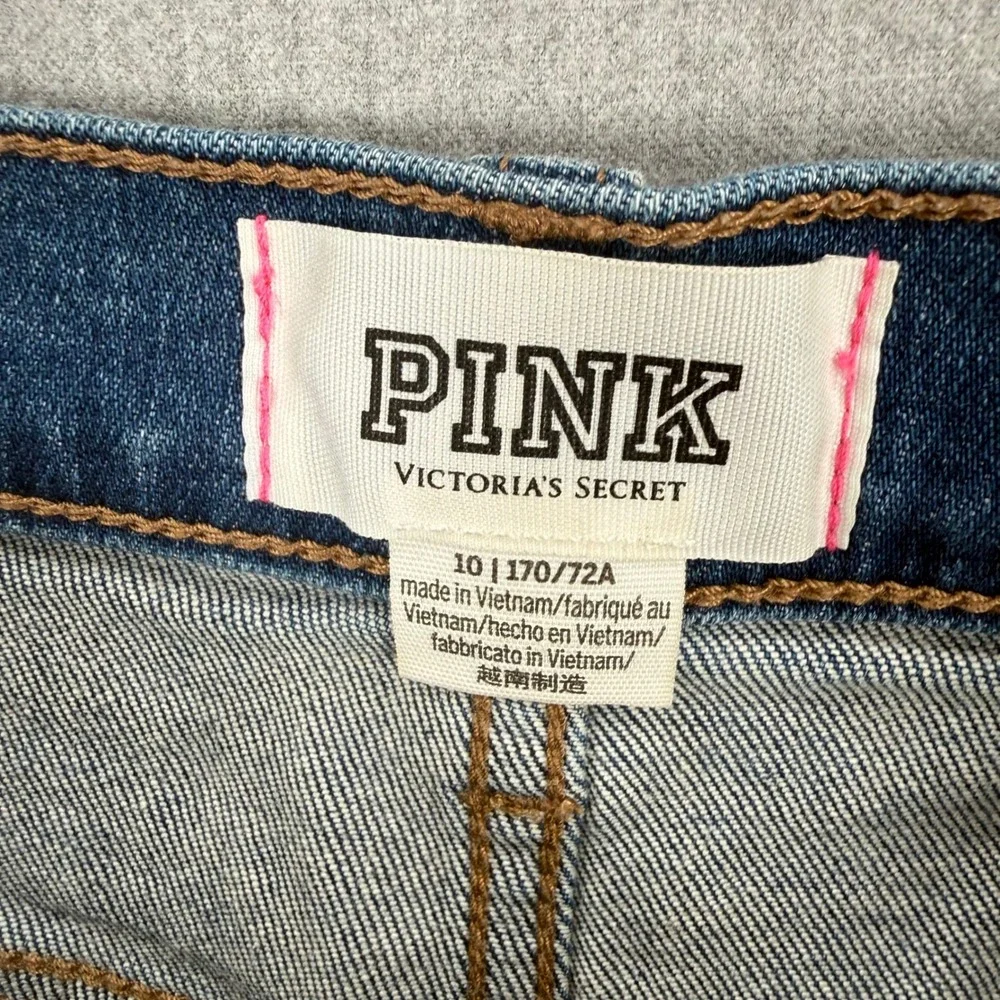 Pink Victoria's Secret Distressed Denim Shorts Medium Wash Cutoff Size‎ 10